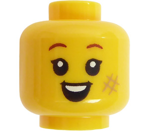 LEGO Head with Smile and Scar / Open mouth and Scar (Recessed Solid Stud) (3626)