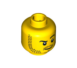 LEGO Head with Stubble and Arched Eyebrow (Recessed Solid Stud) (13516 / 74681)