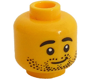 LEGO Head with Stubble and Smile (Recessed Solid Stud) (3626 / 100989)