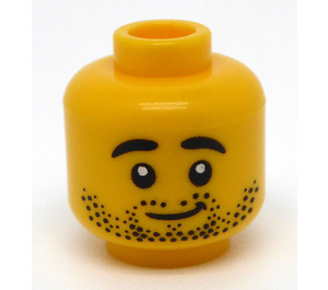 LEGO Head with Stubble and Smile (Recessed Solid Stud) (3626 / 100989)