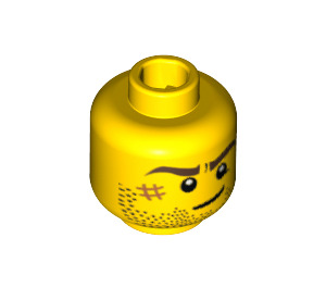 LEGO Kopf mit Stubble, Scar und Crooked Smile (Einbau-Vollbolzen) (10260 / 14759)