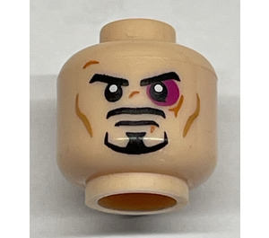 LEGO Head with Tony Stark with Magenta Black Eye (Recessed Solid Stud) (3626)