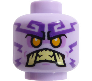 LEGO Head with Tusks Medium Lavender Tattoos (Rumble Keeper) (Recessed Solid Stud) (3626 / 71542)