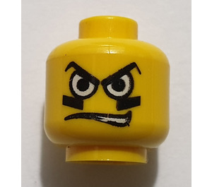 LEGO Head with White Eyes, Grease Under Eyes, Wavy Mouth (Safety Stud) (3626)