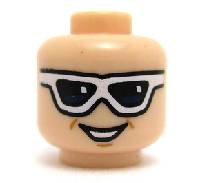 LEGO Head with White Rim Sunglasses and Open Mouth Smile (Plastic Man) (Recessed Solid Stud) (3626)