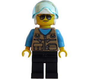 LEGO Helikopter Pilot med Vit Hjälm och Solglasögon Minifigur