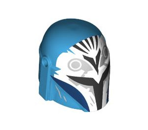 LEGO Helmet with Sides Holes with White and Gray Mandalorian Pattern (3807 / 104549)