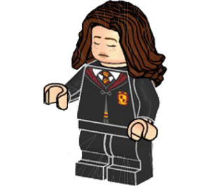 LEGO Hermione Granger con Negro Gryffindor Sudadera y Ojos cerrado Minifigura