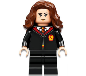 LEGO Hermione Granger s Černá Gryffindor Mikina s kapucí a boční dělení Vlasy Minifigurka