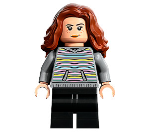 LEGO Hermione Granger с Сив Striped Суичър с качулка и Черно Крака Минифигурка