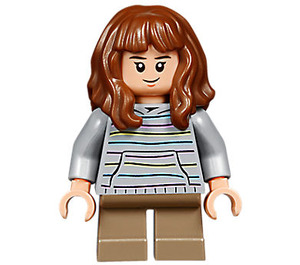 LEGO Hermione Granger with Gray Striped Hoodie and Dark Tan Legs Minifigure