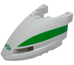 LEGO High Speed Juna Edessä Nenä  6 x 10 x 3 2/3 jossa Vihreä Juna logo ja Raidat (46862)