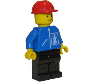 LEGO Highway worker med Svart Ben og Rød Bygging Hjelm Minifigur