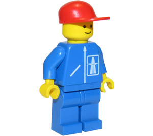 LEGO Highway worker s Modrá Nohy a Červená Víčko Minifigurka