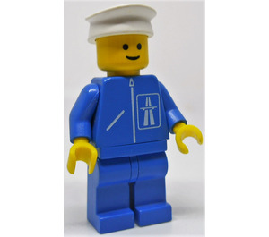 LEGO Highway worker with blue legs and white hat Minifigure