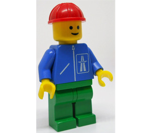 LEGO Highway worker avec green Jambes et rouge Construction Casque Figurine