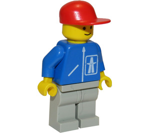 LEGO Highway Worker with Red Cap and Light Gray Legs Minifigure