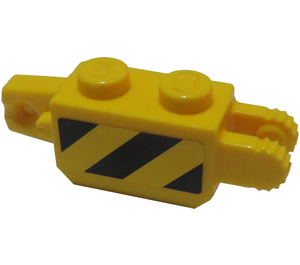 LEGO Charnière Brique 1 x 2 Verticale Verrouillage Double avec Noir et Jaune Danger Rayures Autocollant (30386)