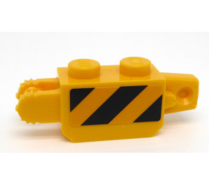 LEGO Scharnier Steen 1 x 2 Verticaal Vergrendelings Dubbele met Zwart en Geel Strepen Danger Aan Both Sides Sticker (30386)