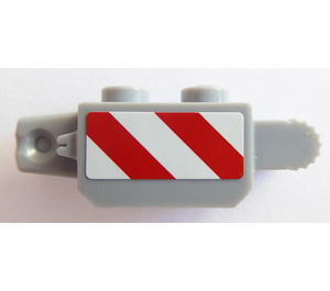 LEGO Hinge Brick 1 x 2 Vertical Locking Double with red and white danger stripes Sticker (30386)
