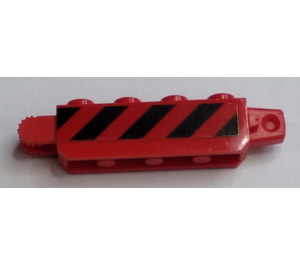 LEGO Hinge Brick 1 x 4 Locking Double with Black and Red Danger Stripes Pattern on Both Sides Sticker (30387)