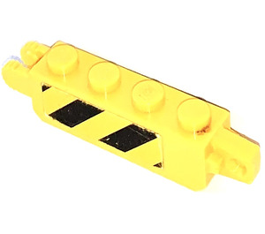 LEGO Scharnier Steen 1 x 4 Vergrendelings Dubbele met Zwart en Geel Danger Strepen (Both Sides) Sticker (30387 / 54661)