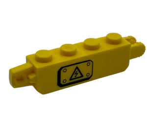 LEGO Панта Тухла 1 x 4 Заключване Двойна с Черно Electricity Danger Sign На Прозрачен Background Наляво отстрани Стикер (30387)