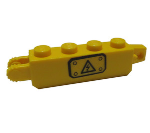 LEGO Scharnier Steen 1 x 4 Vergrendelings Dubbele met Transparant Danger Sign (Rechtsaf) Sticker (30387)