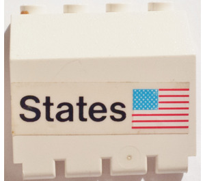 LEGO Scharnier Panel 2 x 4 x 3.3 mit 'States' und USA Flagge Aufkleber (2582)