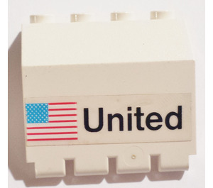 LEGO Scharnier Panel 2 x 4 x 3.3 mit 'United' und USA Flagge Aufkleber (2582)