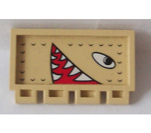 LEGO Scharnier Fliese 2 x 4 mit Ribs mit Augen und Mouth Facing Recht Aufkleber (2873)