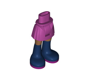 LEGO Hip with Basic Curved Skirt with Dark Blue Boots with Magenta Soles with Thick Hinge (35634)