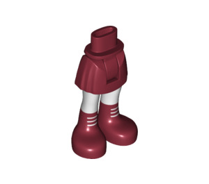LEGO Hanche avec Basic Incurvé Skirt avec Dark rouge Boots avec blanc Rayures avec charnière épaisse (92820)