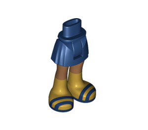 LEGO Hanche avec Basic Incurvé Skirt avec Gold Boots et Dark Bleu Rayures avec charnière épaisse (35634)