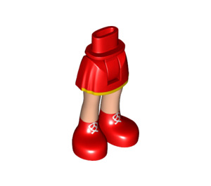 LEGO Hanche avec Basic Incurvé Skirt avec rouge Boots avec blanc Laces avec charnière épaisse (92820)