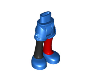 LEGO Heup met Rolled Omhoog Korte broeken met Blauw, Rood, Zwart met dik scharnier (11403 / 35556)