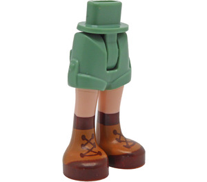 LEGO Hip with Rolled Up Shorts with Brown shoes with Thin Hinge (36198)