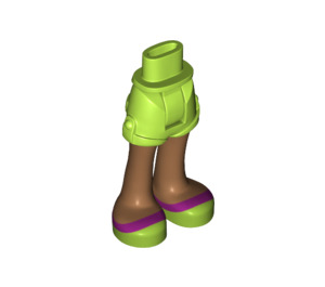 LEGO Hip with Rolled Up Shorts with Magenta and Lime Sandals with Thick Hinge (11403)