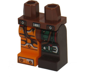 LEGO Hüften und 1 Dark Brown Links Bein,1 Orange Recht Bein mit Dekoration. (3815)