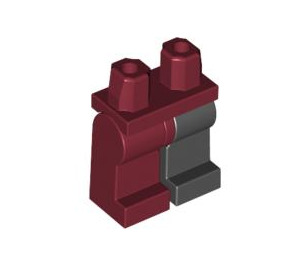 LEGO Heupen met Zwart Links Been en Dark Rood Rechtsaf Been (3815 / 73200)