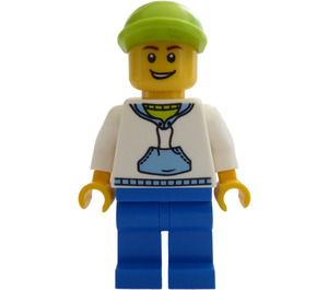 LEGO Hoodie with Blue Pockets and Green Lime Short Cap Minifigure