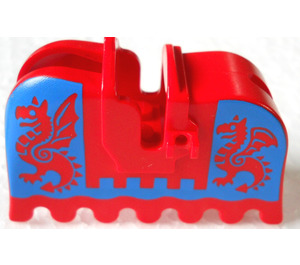 LEGO Horse Barding with Red Dragons on Blue Background (2490)