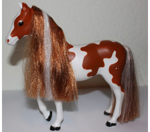 LEGO Pferd mit Brown Patches und Loose Brown und Weiß Haar (40623)