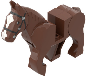 LEGO Horse with Moveable Legs and Black Bridle and White Face Front (10509)