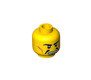 LEGO Hun Warrior Head, Black Splitted Moustache, Cheak Lines (Recessed Solid Stud) (3626 / 18183)