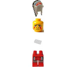 LEGO Indian Chief met LEGO logo Aan Rug minifiguur