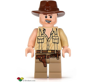 LEGO Indiana Jones с Open Риза и Open Устата Ухилете се Минифигурка