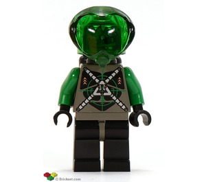 LEGO Insectoids Villian with Airtanks Minifigure head with Green Hair and Copper Eyepiece