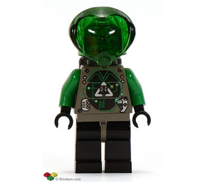 LEGO Insectoids Villian with Airtanks Minifigure head with Green Hair and Copper Eyepiece