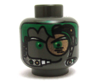 LEGO Insectoids Villian with Airtanks Minifigure head with Green Hair and Copper Eyepiece Head (Safety Stud) (3626)